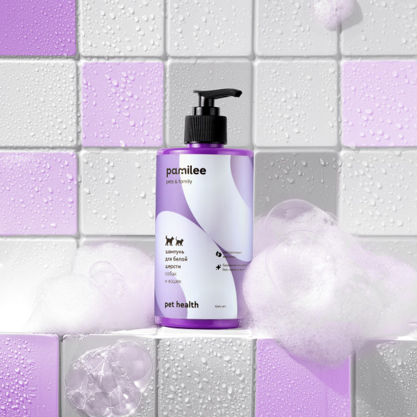 Pamilee шампунь для кошек и собак для белой шерсти - 444 мл