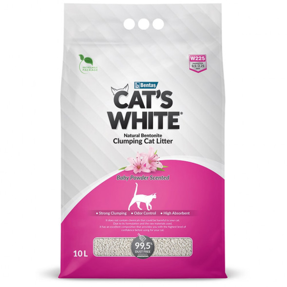 Cat&#039;s White Baby Powder наполнитель комкующийся для кошачьего туалета с ароматом детской присыпки - 10 л
