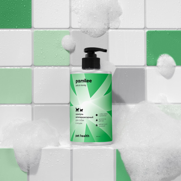 Pamilee шампунь антипаразитарный для кошек и собак, с чайным деревом и цитронеллой - 444 мл