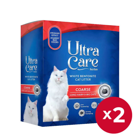 Ultra Care Coarse Long Hairy &amp; Big Cats комкующийся наполнитель для кошачьего туалета для длинношерстных и крупных кошек, в двойном картоне - 7 кг х 2 шт