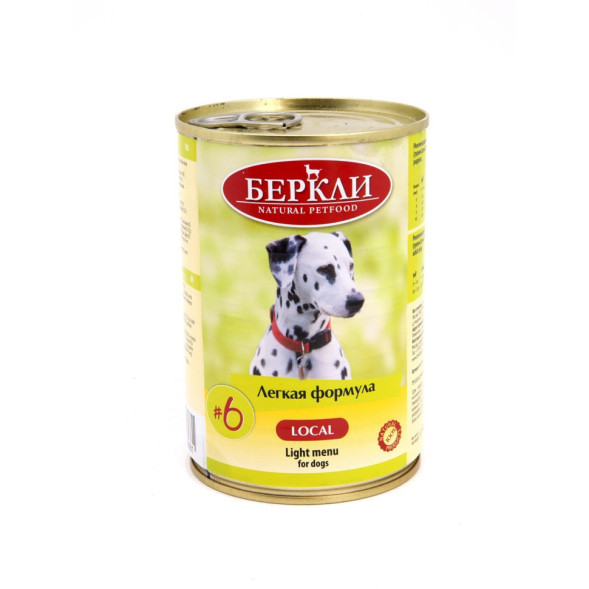Berkley №6 Легкая Формула влажный корм для взрослых собак и щенков, с индейкой и кроликом - 400 г