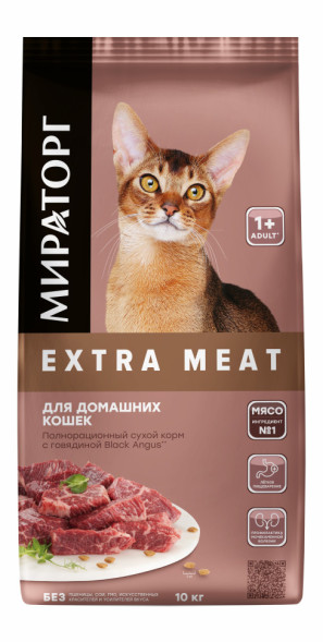 Мираторг Black Angus сухой корм для взрослых домашних кошек с говядиной - 10 кг