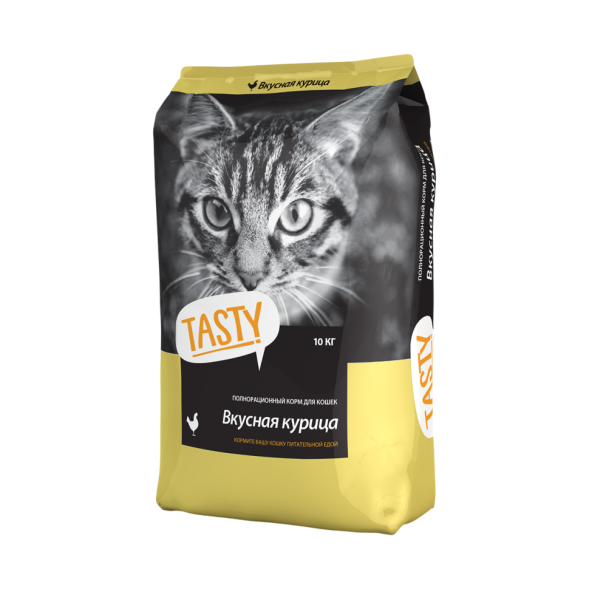 Tasty сухой корм для взрослых кошек с курицей - 10 кг