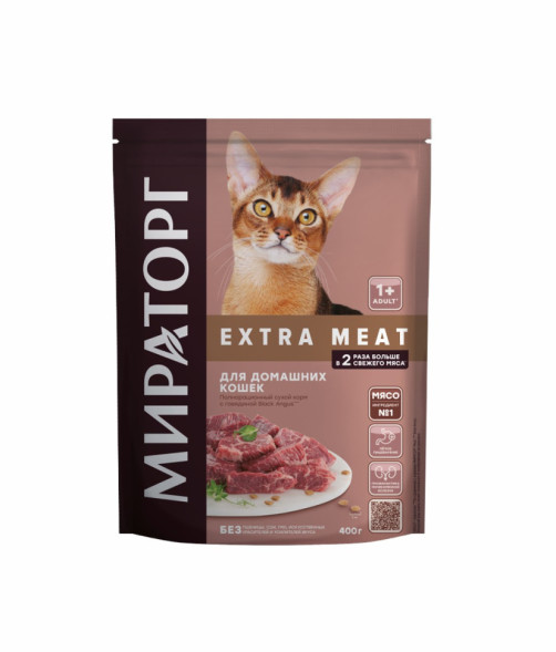 Мираторг Black Angus сухой корм для взрослых домашних кошек с говядиной - 400 г