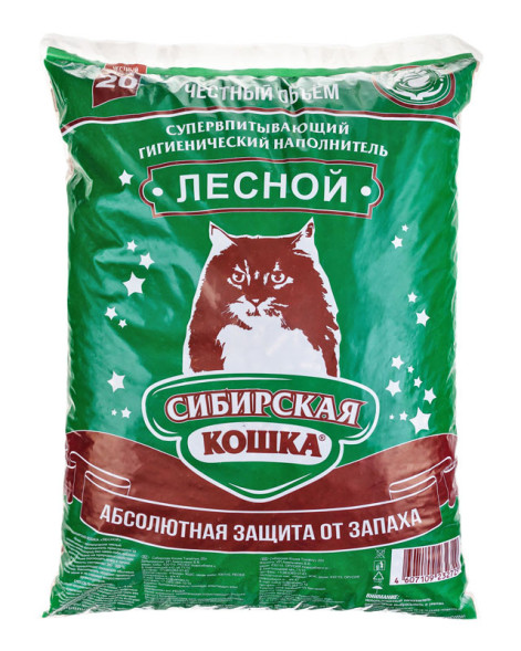 Сибирская Кошка &quot;Лесной&quot; древесный наполнитель для кошачьего туалета - 20 л