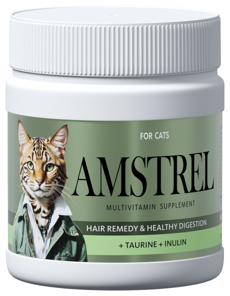 Amstrel мультивитаминное лакомство для выведения шерсти у кошек &quot;Здоровое пищеварение&quot; с таурином и инулином - 600 таблеток
