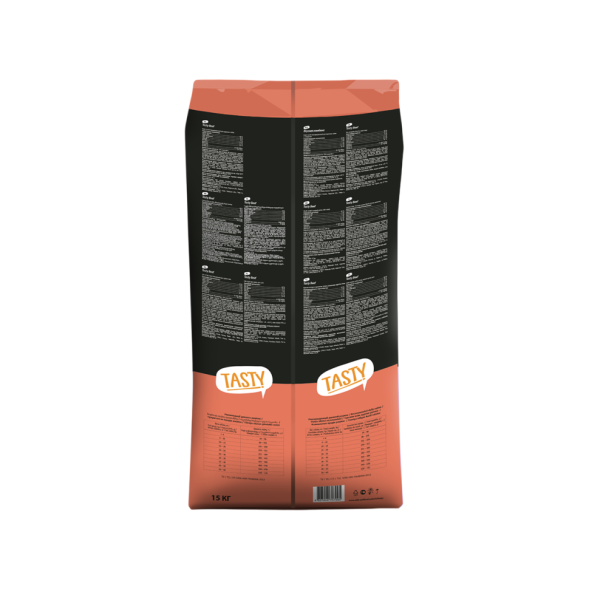 Tasty сухой корм для взрослых собак всех пород с говядиной - 15 кг