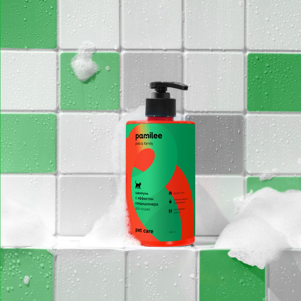 Pamilee шампунь с эффектом кондиционера для кошек - 444 мл