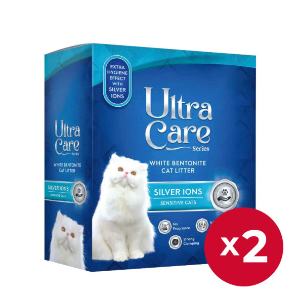 Ultra Care Silver Ions Sensitive гипоаллергенный комкующийся наполнитель для кошачьего туалета с ионами серебра