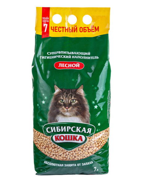 Сибирская Кошка &quot;Лесной&quot; древесный наполнитель для кошачьего туалета - 7 л