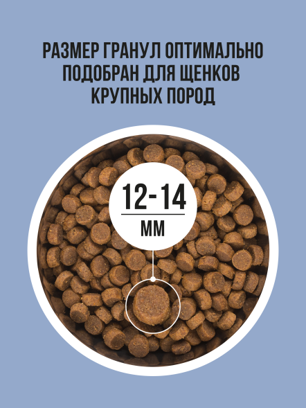 BOWL WOW сухой корм для щенков крупных пород с ягненком, индейкой, рисом и добавлением черники - 800 г