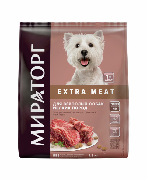 Мираторг Black Angus сухой корм для взрослых собак мелких пород с говядиной - 1,5 кг