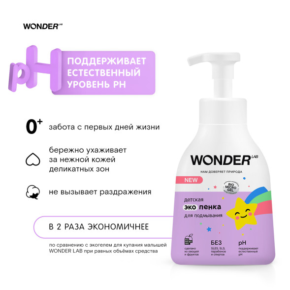 WONDER LAB детская экопенка для подмывания - 450 мл