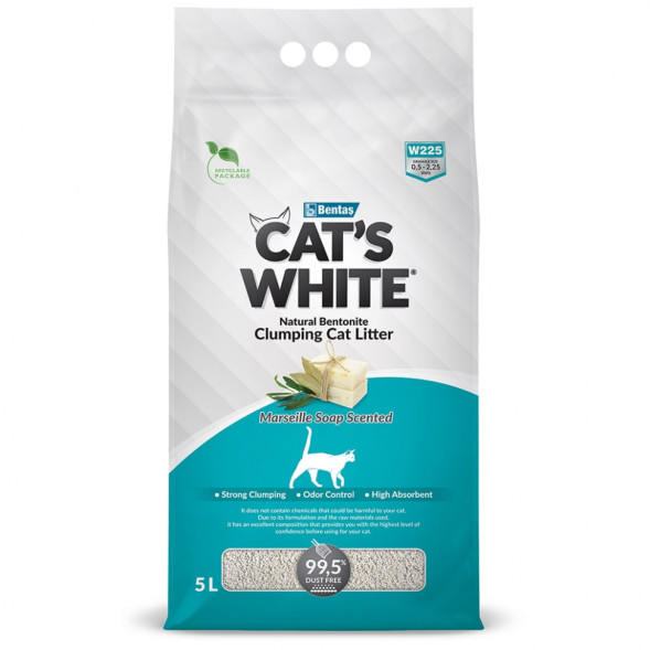 Cat&#039;s White Marseille soap наполнитель комкующийся для кошачьего туалета с ароматом марсельского мыла - 5 л