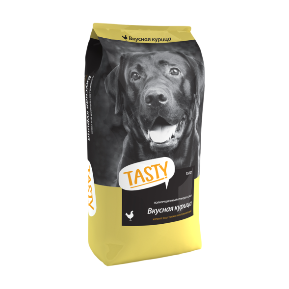 Tasty сухой корм для взрослых собак всех пород с курицей - 15 кг