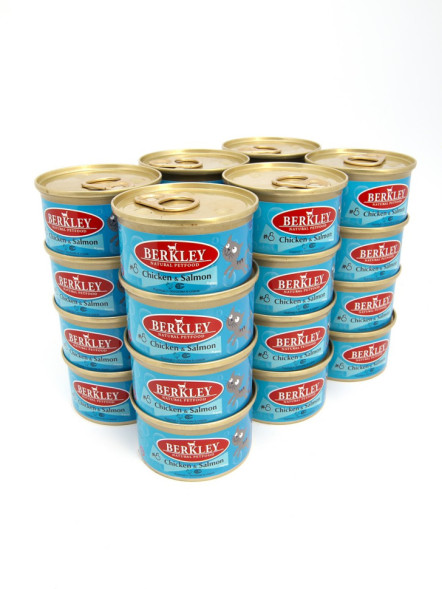 Berkley №8 влажный корм для взрослых кошек, курица с лососем в соусе, в консервах - 85 г