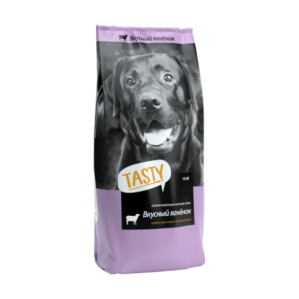 Tasty сухой корм для взрослых собак всех пород с ягненком - 15 кг