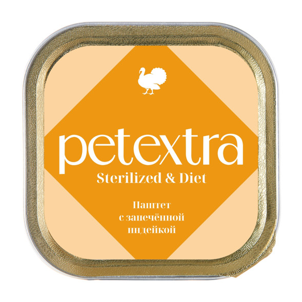 PETEXTRA влажный корм для взрослых стерилизованных кошек, паштет с запеченной индейкой, в ламистерах - 100 г