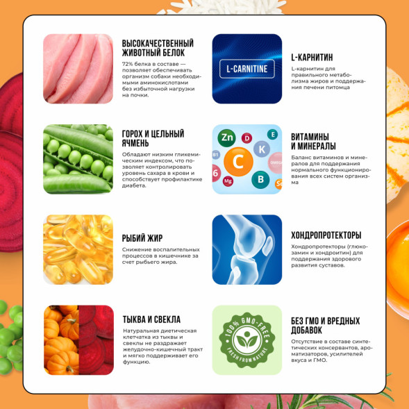 BOWL WOW сухой корм для взрослых собак крупных пород с индейкой, курицей, рисом и тыквой - 5 кг