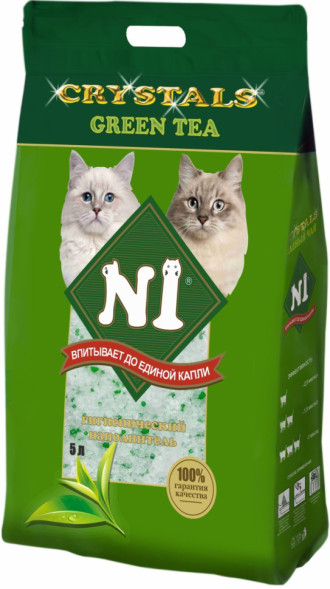 N1 Crystals Green Tea наполнитель силикагелевый Зелёный чай - 5 л