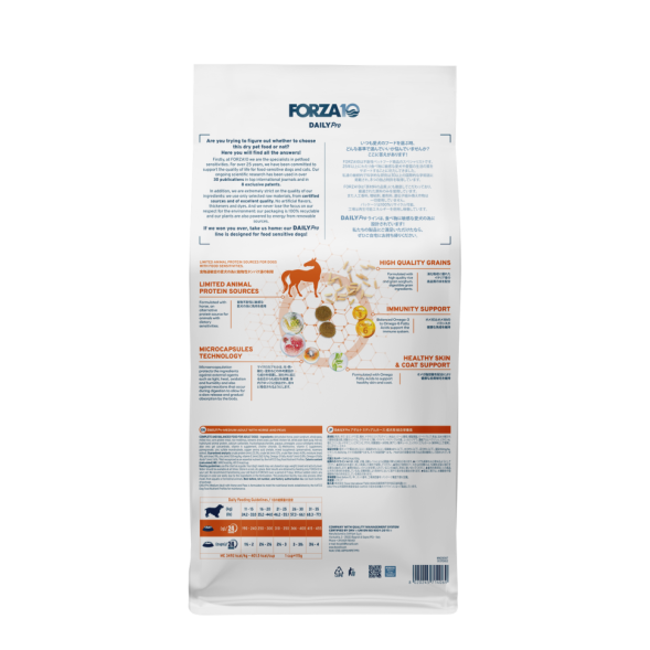 Forza10 DAILYPro Dog Adult Medium сухой монобелковый корм для взрослых собак средних пород с кониной и горохом - 12 кг