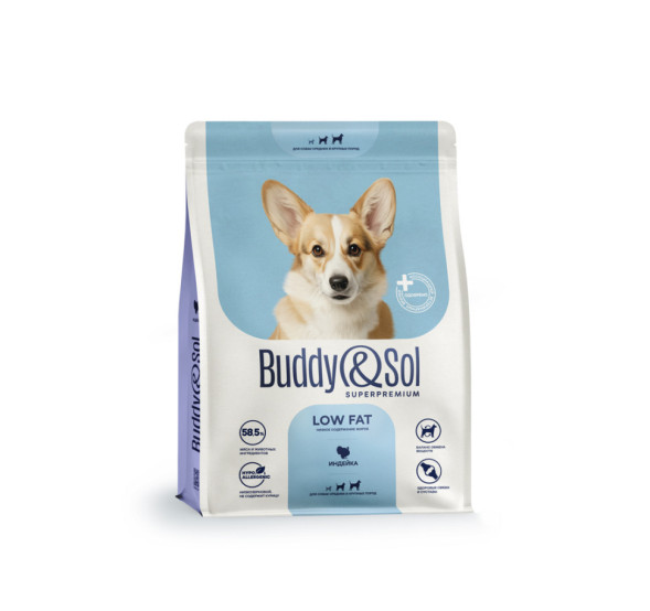 Buddy&amp;Sol Superpremium Low Fat сухой корм для взрослых собак средних и крупных пород с пониженным содержанием жира, с индейкой - 10 кг
