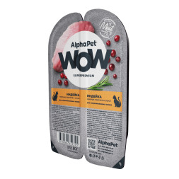AlphaPet WOW Superpremium влажный корм для взрослых стерилизованных кошек нежные ломтики индейки в соусе, в ламистерах - 80 г