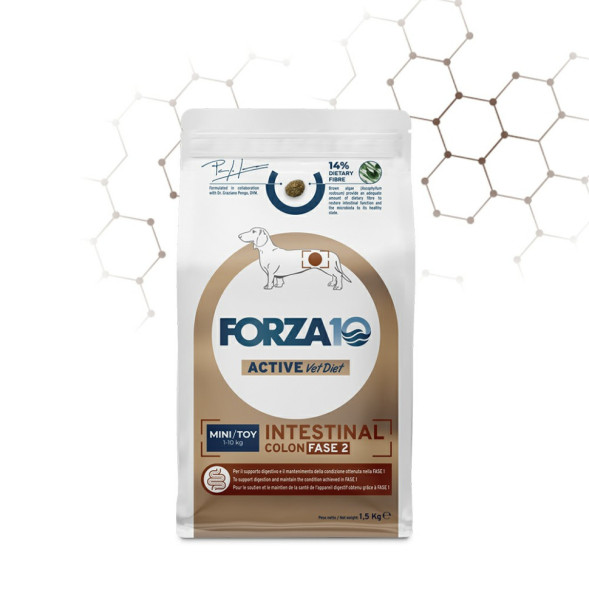 Forza10 Active Vet Diet Intestinal Colon Fase 1 сухой корм для собак для снижения нарушений кишечного всасывания при хронических колитах, с ягненком и белым сорго - 10 кг