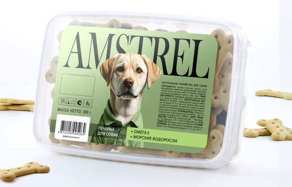 Amstrel печенье для собак с Омега-3 и морскими водорослями - 200 г