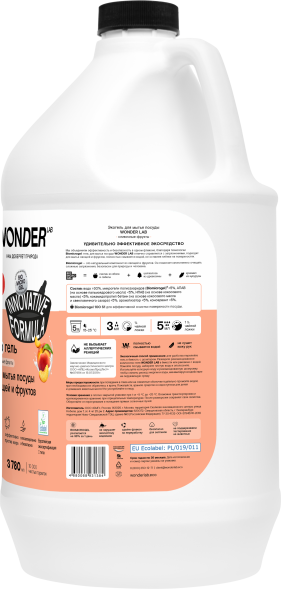 WONDER LAB экогель для мытья посуды, сливочные фрукты - 3,78 л