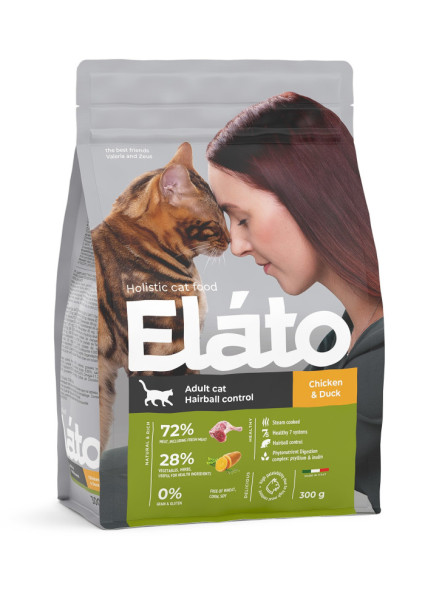 Elato Holistic сухой корм для взрослых кошек, с курицей и уткой - 300 г