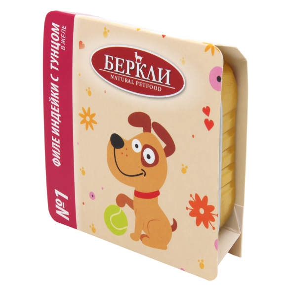 Беркли №1 влажный дополнительный корм для собак всех пород и возрастов, филе индейки с тунцом в желе, в ламистерах - 100 г