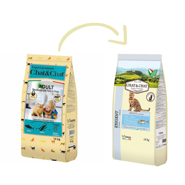 Chat&amp;Chat Adult Exigent Tuna сухой корм для взрослых кошек со вкусом тунца - 14 кг