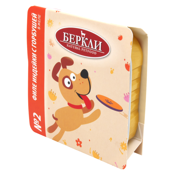 Беркли №2 влажный дополнительный корм для собак всех пород и возрастов, филе индейки с горбушей в желе, в ламистерах - 100 г