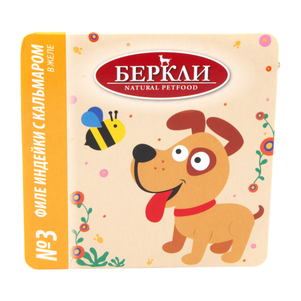 Беркли №3 влажный дополнительный корм для собак всех пород и возрастов, филе индейки с кальмаром в желе, в ламистерах - 100 г