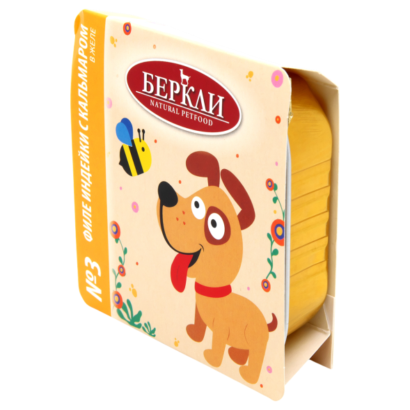 Беркли №3 влажный дополнительный корм для собак всех пород и возрастов, филе индейки с кальмаром в желе, в ламистерах - 100 г