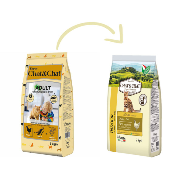 Chat&amp;Chat Adult Indoor Chicken сухой корм для взрослых кошек с цыпленком - 2 кг