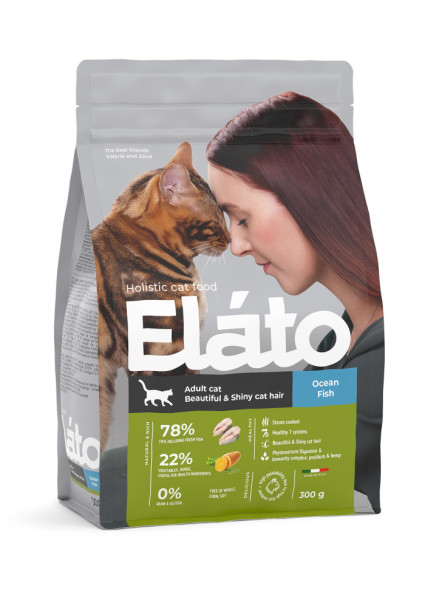 Elato Holistic сухой корм для взрослых кошек, с рыбой - 300 г