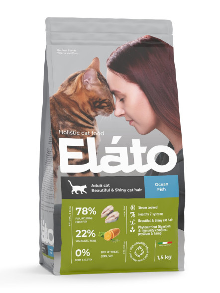 Elato Holistic сухой корм для взрослых кошек, с рыбой - 1,5 кг