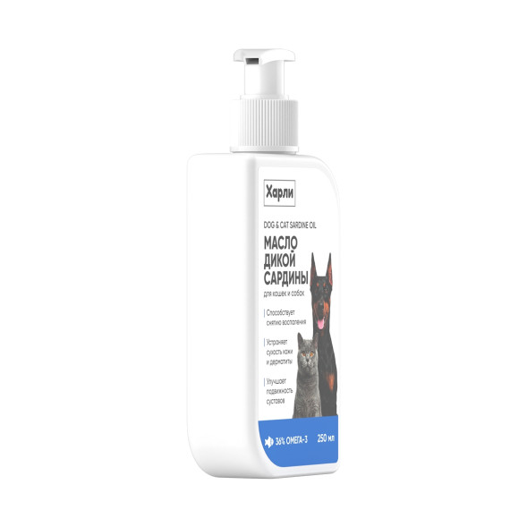 Harly Dog &amp; Cat Sardine Oil масло дикой сардины для кошек и собак всех пород и возрастов - 250 мл