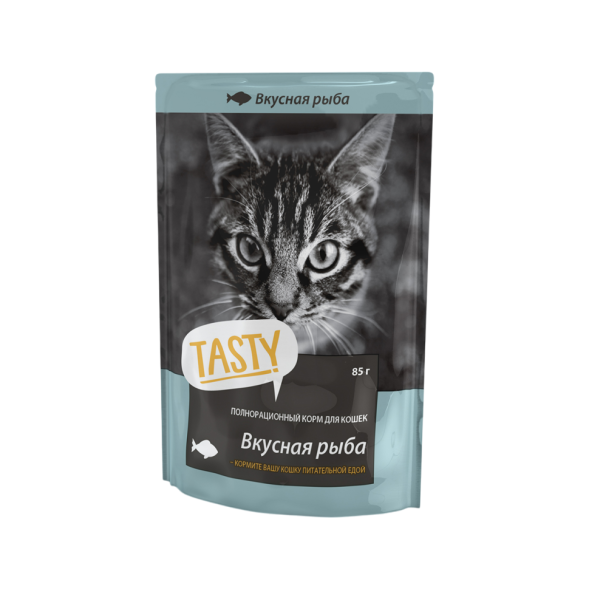 Tasty влажный корм для взрослых кошек с рыбой в желе, в паучах - 85 г