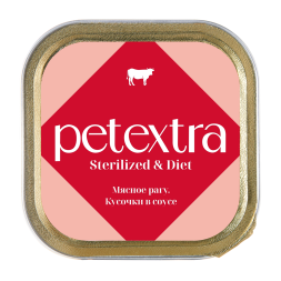 PETEXTRA влажный корм для взрослых стерилизованных кошек, мясное рагу, в ламистерах - 100 г