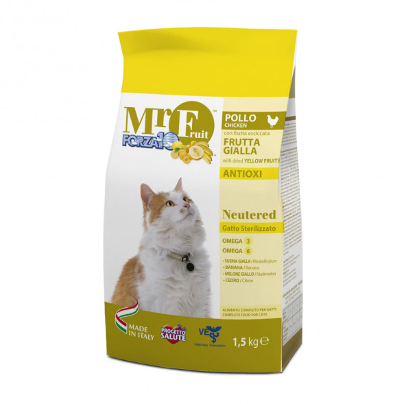 Forza10 Mr. Fruit Gialla Neutered сухой корм для стерилизованных кошек с курицей и желтыми фруктами - 1,5 кг