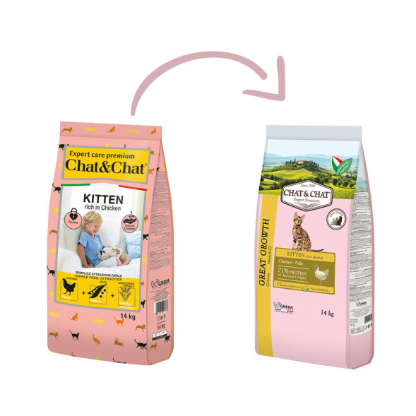 Chat&amp;Chat Kitten Great Growth Chicken сухой корм для котят с цыпленком - 14 кг