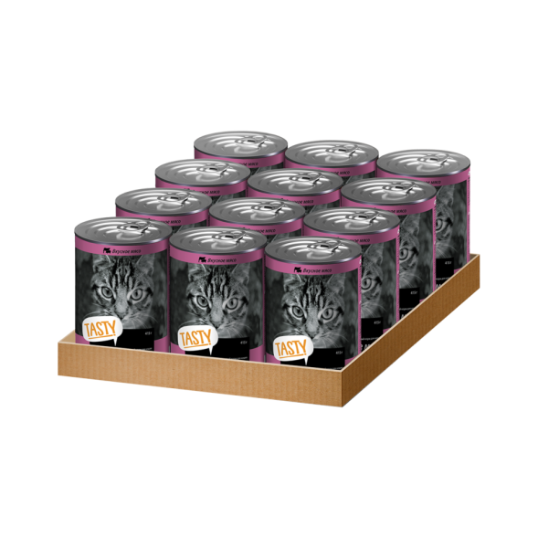 Tasty влажный корм для взрослых кошек, мясное ассорти в соусе, в консервах - 415 г