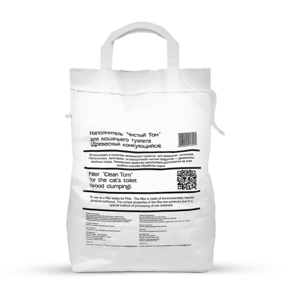 Чистый Том комкующийся наполнитель для кошачьего туалета, древесный в гранулах - 5 л (2 кг)