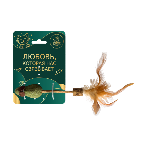 BONITAPET игрушка для кошек Мышка на палочке, 16 см