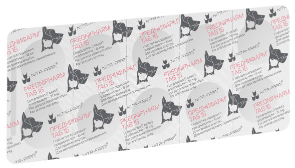 Преднифарм Таб 16 мг глюкокортикостероидный препарат для кошек и собак - 20 таблеток