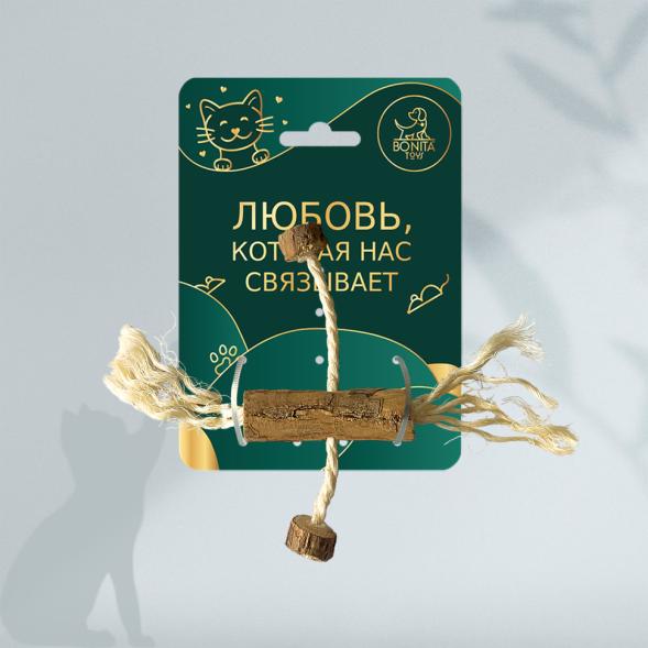BONITAPET игрушка для кошек Бочка с веревками, 18x6 см
