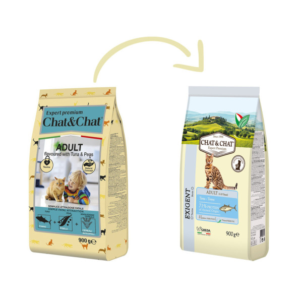 Chat&amp;Chat Adult Exigent Tuna сухой корм для взрослых кошек со вкусом тунца - 900 г